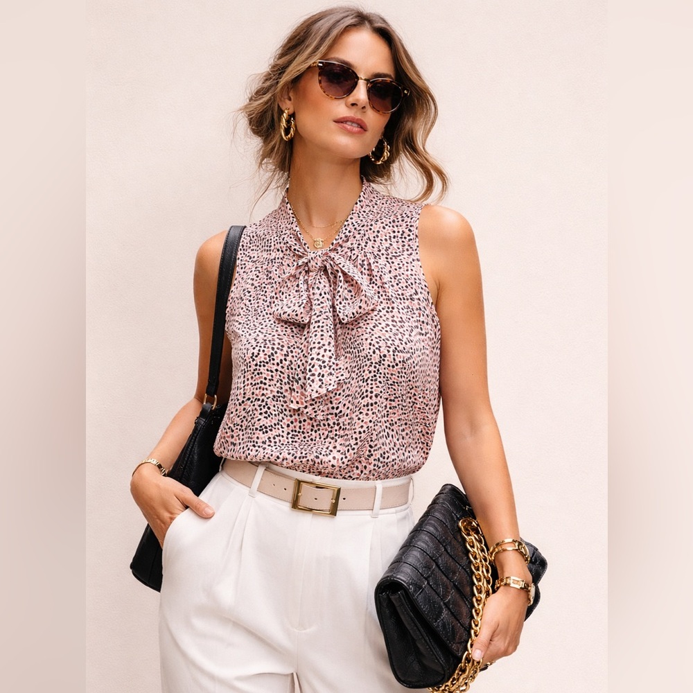 MICHAEL Michael Kors Pink and Black Abstract Blouse